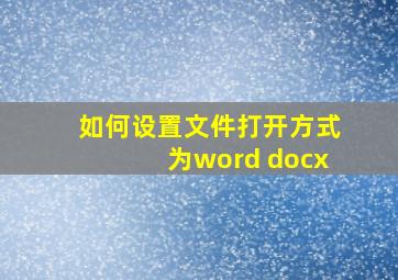 如何设置文件打开方式为word docx